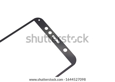 New smartphone protective glass isolated on white background.