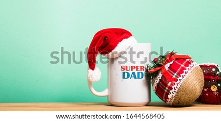 Christmas background. Decoration coffee cup. 