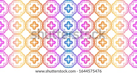 Unique, Abstract Geometric Pattern. Seamless  Illustration. For Fantastic Design, Wallpaper, Background, Fantastic Print. Rainbow neon gradient color.