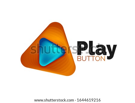 Play, arrow or download button icon, minimal design business logo template. 3d geometric bold in relief style with color blend steps effect. Vector Illustration For Wallpaper, Banner, Background, Card