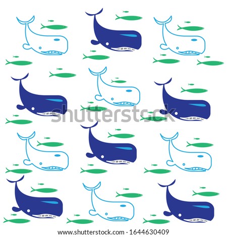 seamless whale simple color vector design