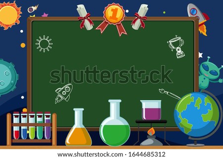 Frame template design with space theme in background illustration