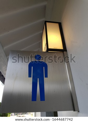 
Sign showing male toilets in Japan at Osaka Castle.