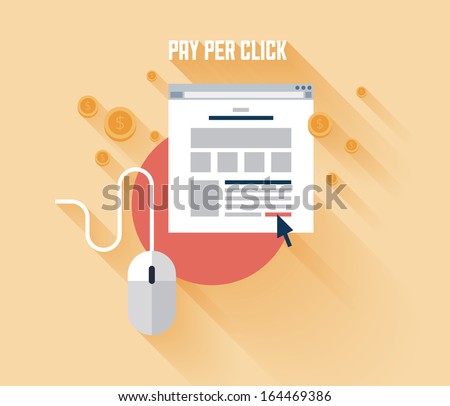 Flat design modern vector illustration concept of pay per click internet advertising model when the ad is clicked. Isolated on stylish background Royalty-Free Stock Photo #164469386