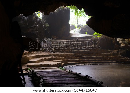 Dark cave with nature light outdoor