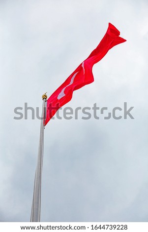 Turkish flag waving in blue sky - Anitkabir, Ankara