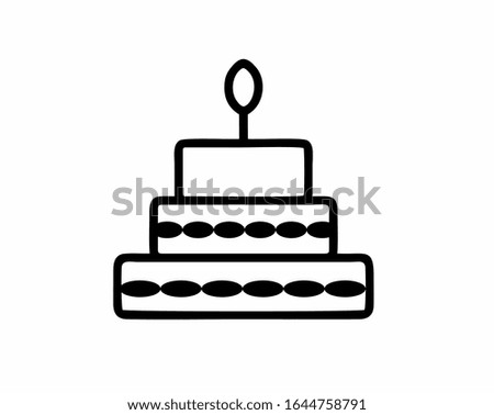 sweet tasty cake vector icon isolated in black and white for logo, sign, apps or website