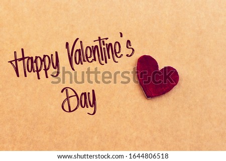 wooden red heart, happy valentine's day concept