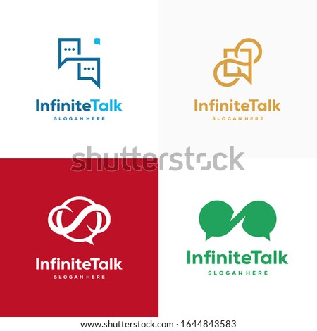Set of Infinity Talk Discuss logo designs concept vector, Forum and Loop Symbol icon template