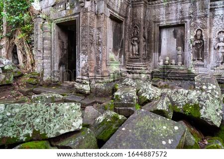 Ta Prohm is the modern name of the temple at Angkor, Siem Reap Province, Cambodia, built in the Bayon style largely in the late 12th and early 13th centurieand originally called Rajavihara.