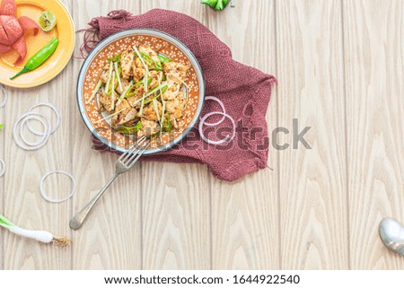Stock image of chines food, Chicken dry chili in bowl