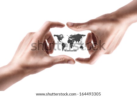 Concept. Hand with the map isolated on white background High resolution 
