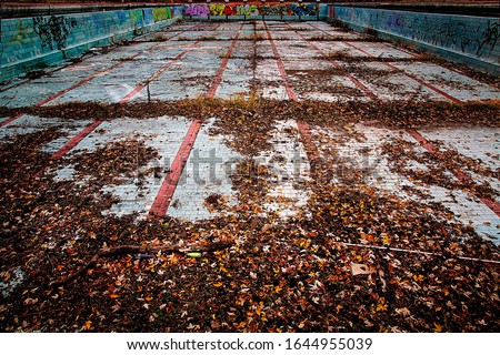 abandoned old swimming pool without water