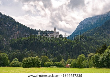 Neuschwanstein Castle on the top of the mountain