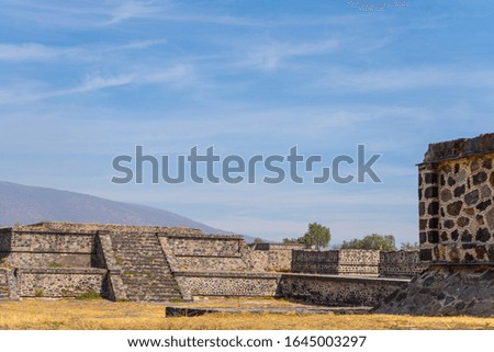 Courtyard of the Four Temples (Patio de los Cuatro Templos). Platforms in ancient Teotihuacan. Travel photo. Mexico.