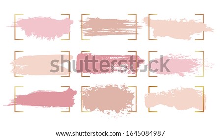 Ink paint brush strokes, vector abstract watercolor blobs and splashes background. Light blobs of pink pastel color strokes, smudges and smears with grunge texture, artistic paintbrush design elements