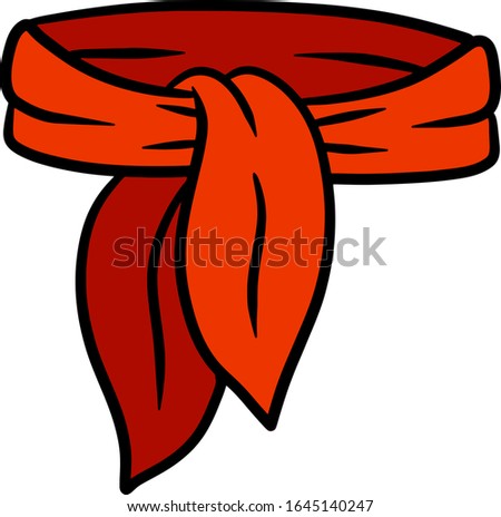 Red scarf. Item of women's clothing for the neck. Cartoon illustration. Beautiful hand-drawn neckerchief Royalty-Free Stock Photo #1645140247