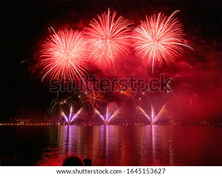 Firework over the lake of constance with beautiful colors at the Seenachtsfest