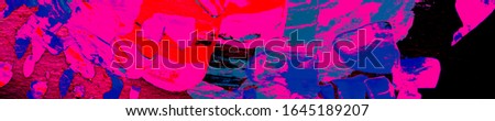 Colorful Dirty Art Panorama. Neon Dirty Template.  Black Fluid Print. Blue Watercolor Drawing. Pink Tie Dye Splash. Indigo  Brushed Textile Batik. Red Drawn Backdrop. 