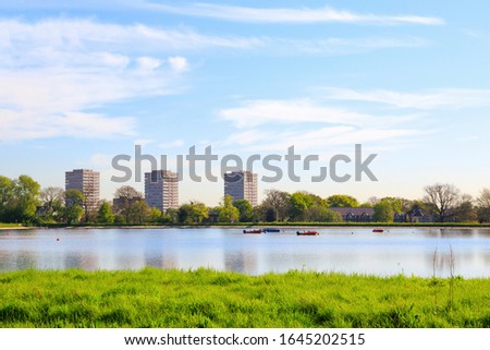 Woodberry Wetlands, nature reserve reservoir in Hackney London Royalty-Free Stock Photo #1645202515