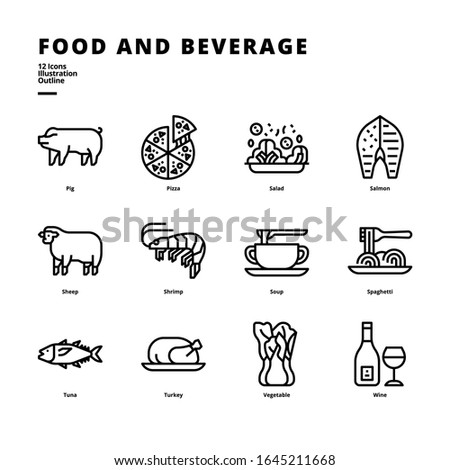 Food and Beverage icon set for digital media and printing media.
