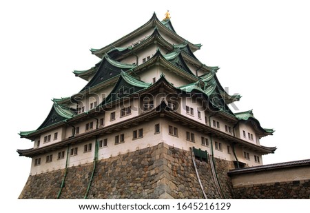Nagoya castle main keep isolated on white background