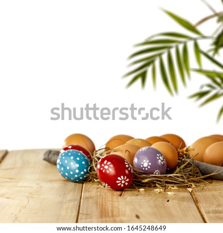Table background of free space for your decoration and easter eggs. Copy space for your product. 