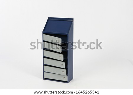 Metal mailbox, on a white background