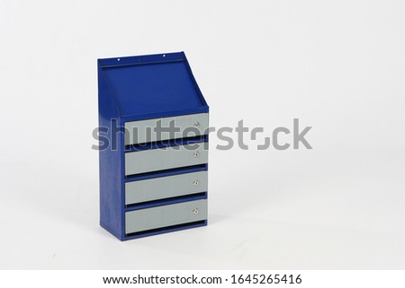 Metal mailbox, on a white background