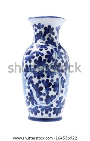 Chinese Porcelain Vase On White Background Royalty-Free Stock Photo #164536922