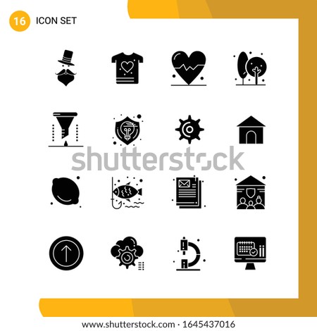 16 Icon Set. Solid Style Icon Pack. Glyph Symbols isolated on White Backgound for Responsive Website Designing.