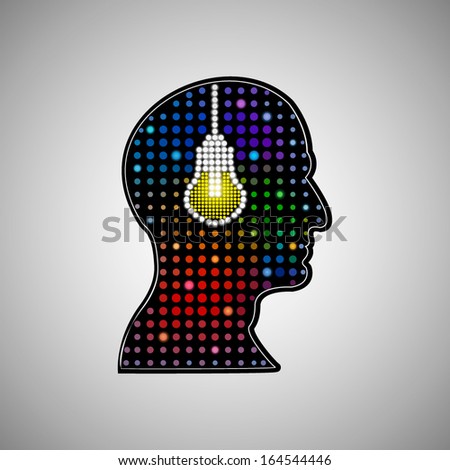 Creative silhouette vector thinking head with idea
