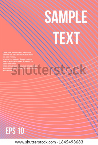 Minimal trendy vector with halftone gradient lines.  Minimalistic colorful cover. The future template for decorating the background of albums, business brochures, banner, poster.
