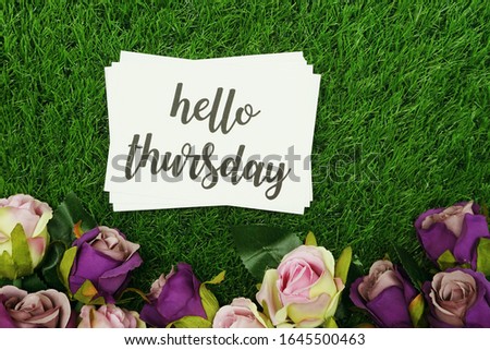 Hello Thursday Card and Roses flower with space copy background