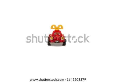 Mini Red Retro Toy Car isolated on white background