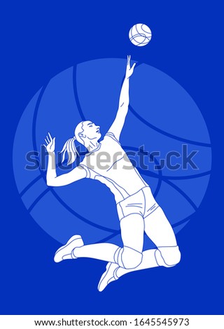 Female professional volleyball player. sport illustration