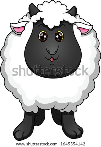 cute sheep cartoon on white background