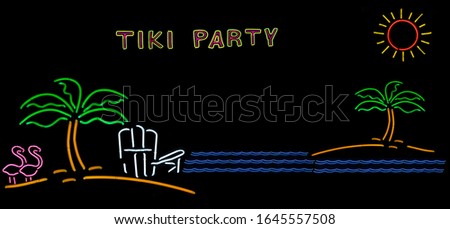 Photo Composite Vintage Neon Signs  Tiki Party