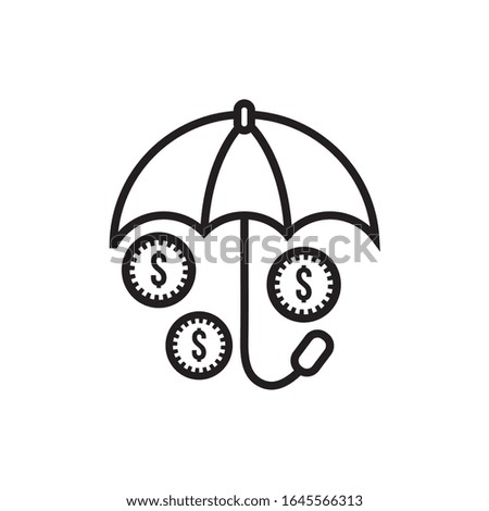 coins money dollars with umbrella line style icon vector illustration design