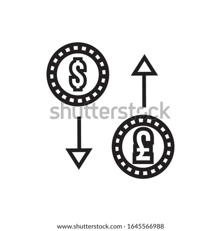 coins dollar and euro with arrows line style vector illustration design