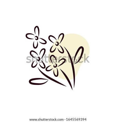 beautifull flowers and leafs garden hand draw style vector illustration design