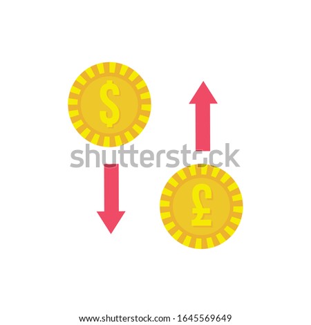 coins dollar and euro with arrows flat style vector illustration design