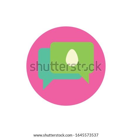 speech bubbles easter egg painted block and flat style vector illustration design