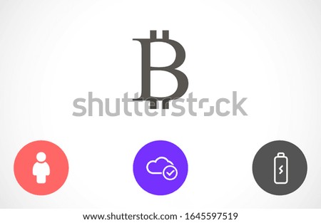 Bitcoin sign icon for internet money. Crypto currency symbol and coin image for using in web projects or mobile applications. Blockchain based secure Isolated vector illustration.