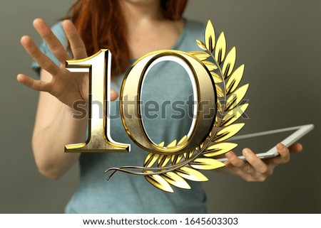 10 years anniversary celebration logotype with elegant celebration
