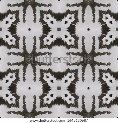 Geometric Painting. Seamless Tie Dye Illustration. Ikat African Motif. Black, White, Gray, Silver Seamless Texture. Abstract Batik Design. Ethnic Geometric Hand Painting.