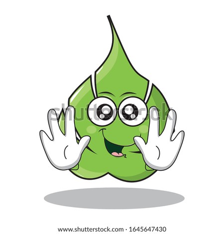 Green leaf cartoon, cute leaf character, leaf with funny expression, 