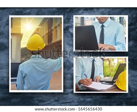 Engineering Construction design on business card background