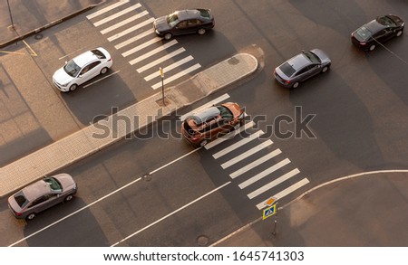 Pedestrian crossing. View from above.