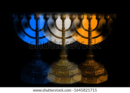 Three Menorah Jewish Candlestick Artphotography
